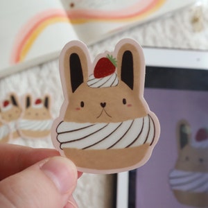 Cream Puff Bunny Sticker | Weatherproof Vinyl Matte Sticker | Laptop Water Bottle Bullet Journal Sticker