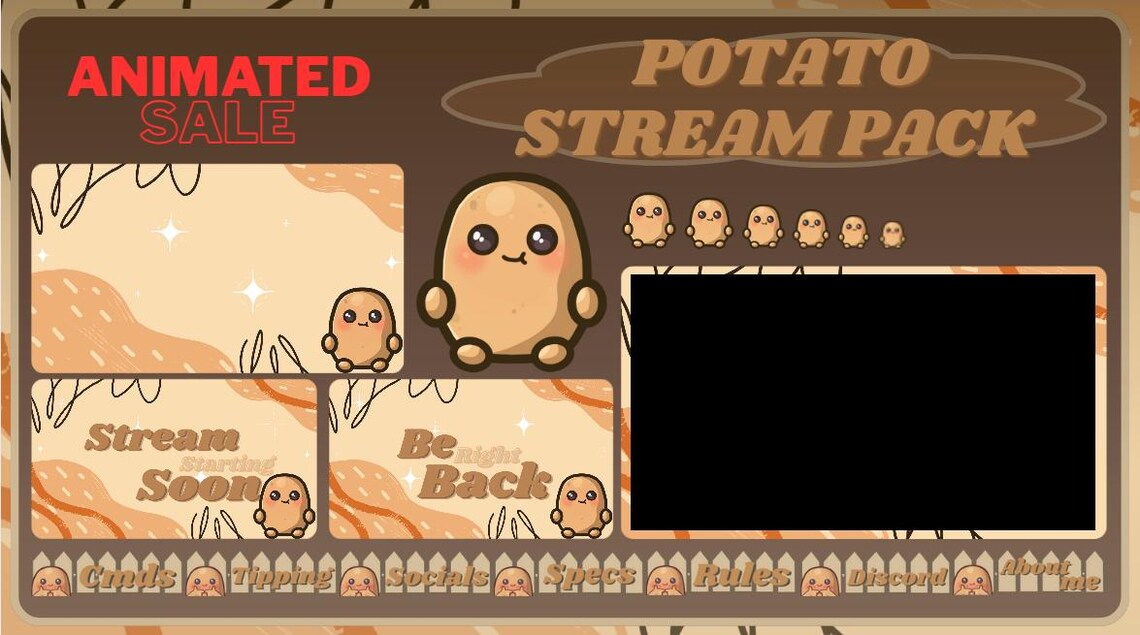 Animated Twitch Screens, Banners & Emotes - Spud Edition! - Etsy