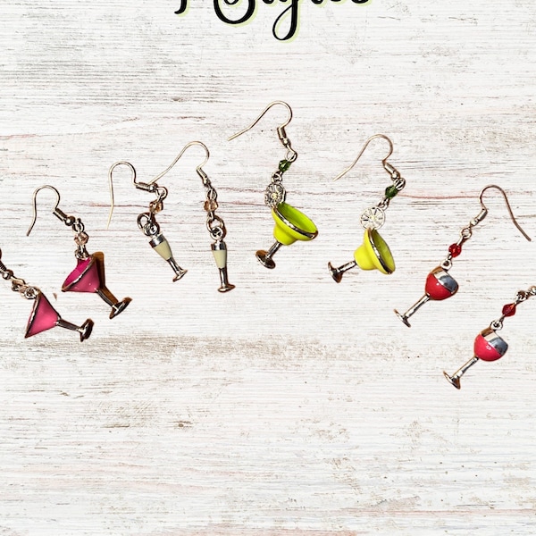 Cocktail Earrings, Novelty Earrings, Drinks Earrings, Gifts for her, Unique Earrings,bachelorette, girls night