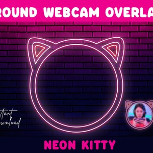 Runda Neon Kitty Webcam-överlägg för streaming