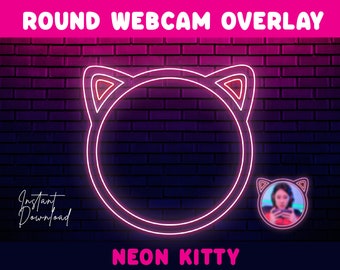 Round Neon Kitty Webcam Overlays for Streaming