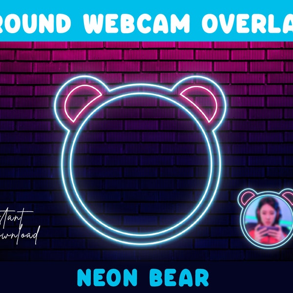 Round Neon Bear Webcam Overlays for Streaming