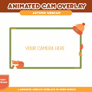 Animerad höstwebbkameraöverlägg | Höstströmningsöverlägg för Twitch, OBS, YouTube, TikTok, Kick | Söt rävströmningsram
