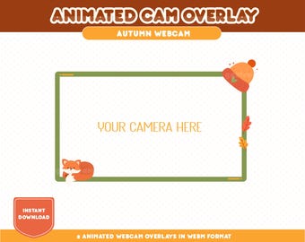 Animated Autumn Webcam Overlay | Fall Stream Overlay for Twitch, OBS, YouTube, TikTok, Kick | Cute Fox Streaming Frame
