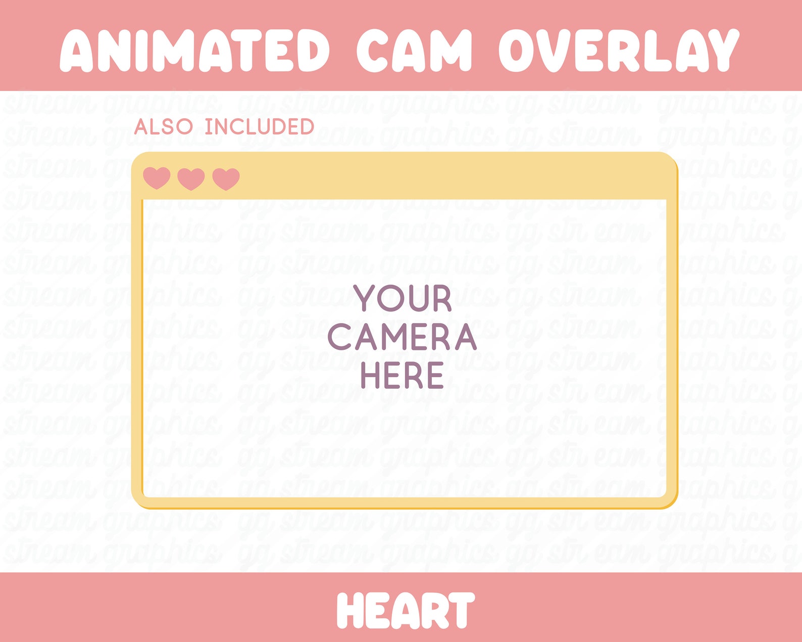 Animated Hearts cam Overlay for Twitch or Facebook Etsy