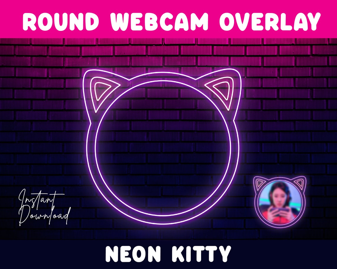 Round Neon Kitty Webcam Overlays For Streaming Batch 2 Etsy