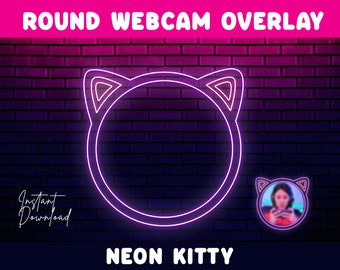 Round Neon Kitty Webcam Overlays for Streaming - Batch 2