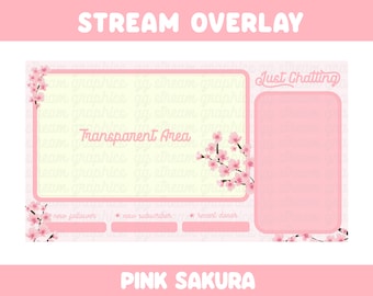 Pink Sakura Just Chatting Stream Overlay