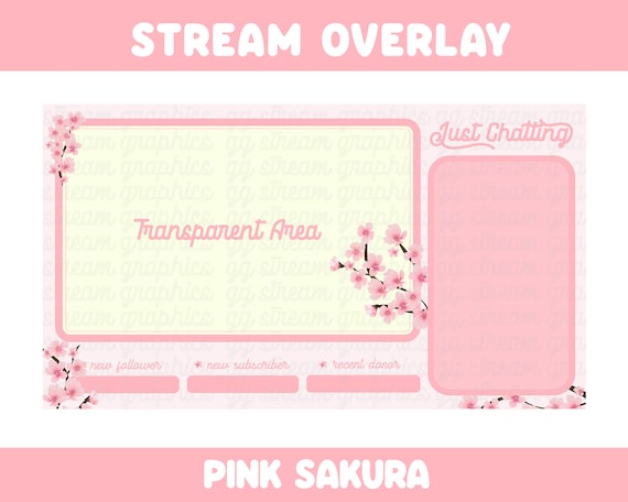 Pink Sakura Just Chatting Stream Overlay 