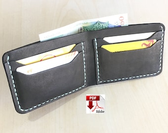 Wallet pattern, Wallet template, Leather PDF, Minimalist Wallet pattern, Wallet PDF, Leather Bifold Wallet,Pattern Template.Digital Download