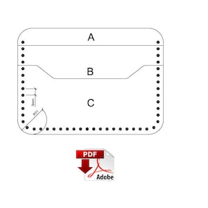 Patrón PDF de tarjetero, Cartera fina, Patrón de tarjetero minimalista, Plantilla de patrón
