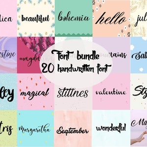 Font bundle- 20 fonts. handwritten font. modern font. font for cricut. script font. cute fonts. modern calligraphy.