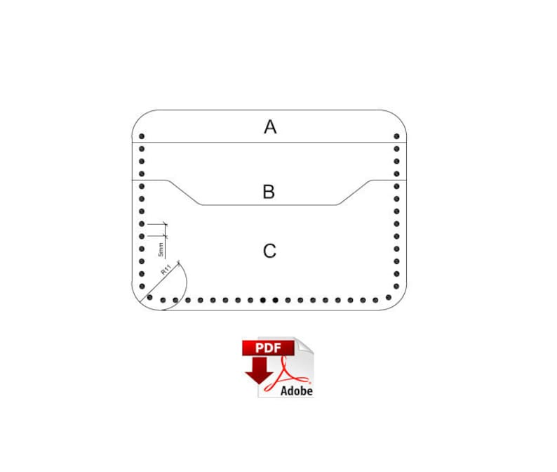 Card Holder PDF Pattern Slim Wallet Minimalist Card Holder Etsy