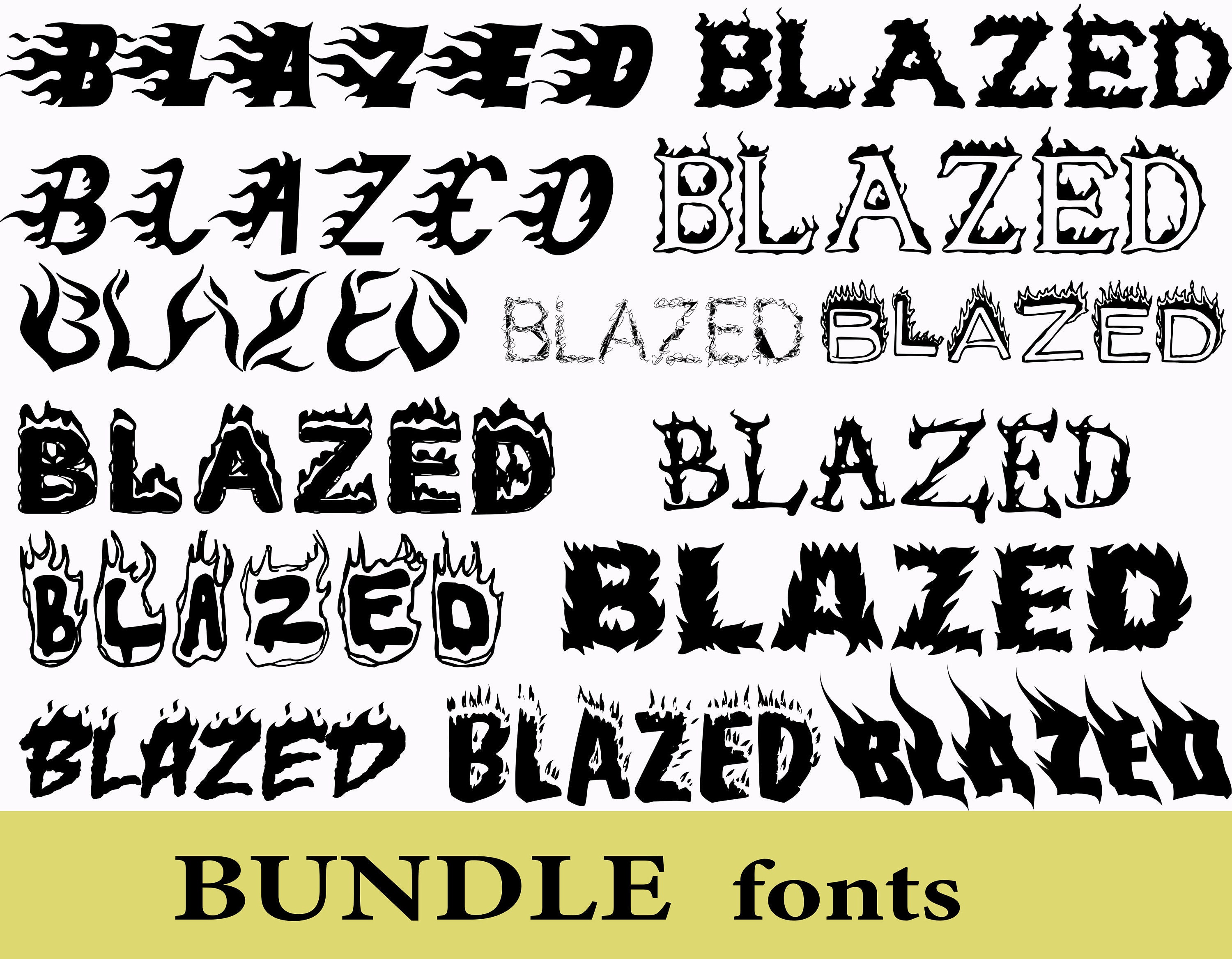 Fire Font. Flame Font Bundle 14 Fonts. Font for Cricut. Silhouette Font