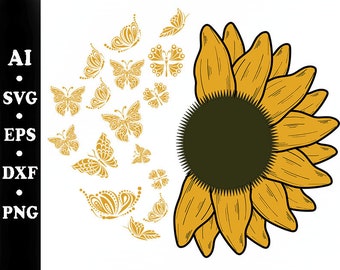 Sunflower svg. flower svg, Sunflower svg files, cricut sunflower, sunflower cut file. cut file cricut.