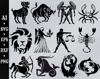 Zodiac SVG Bundle, zodiac sign svg, astrology svg, horoscope svg, constellantion svg, aries svg, taurus svg, gemini svg, leo svg, virgo svg