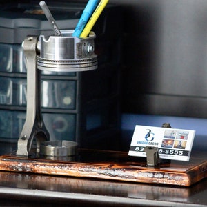 Piston Desk Organizer: Automotive Pen & Card Holder