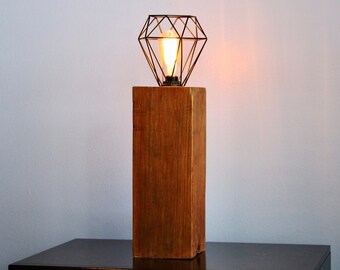 DIAMOND LAMP / Rustic Wood Lamp