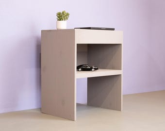 Gray Nightstand - Simple Bedside Table | Minimalist Bedroom