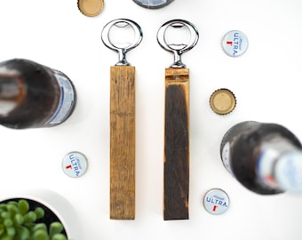 Wine Barrel Bottle Opener - Reclaimed Wood Bar Accessory Gift