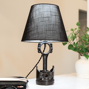 Upcycled Piston Lamp: Automotive Home Decor, Car Parts Gift