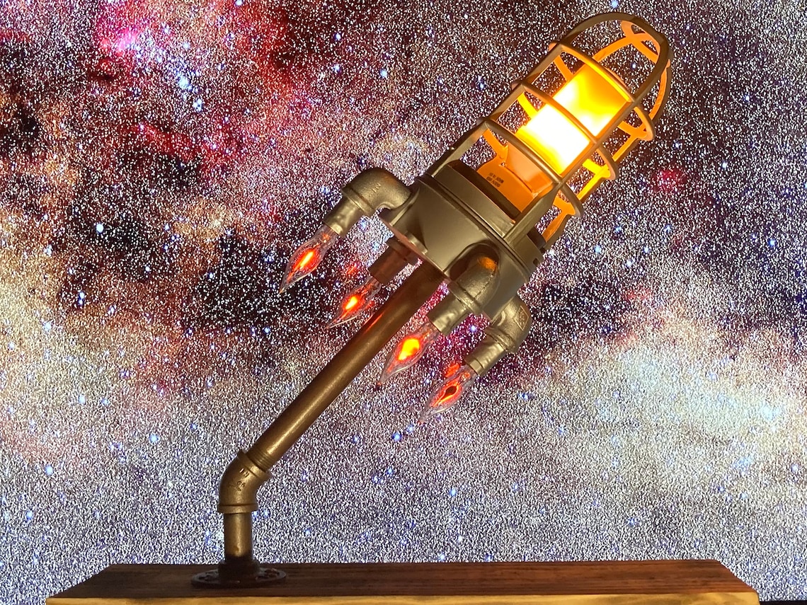 STEAMPUNK ROCKET LAMP / Industrial Rocket Lamp / Rocket Ship | Etsy