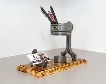 Piston Desk Organizer: Automotive Pen & Card Holder