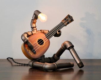 Metal Guitar Lamp: Music Room Decor | Musician Home Lighting