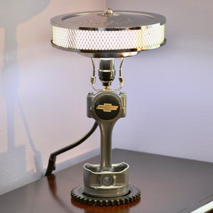 Chevy Piston Lamp: Upcycled Car Parts Decor & Engine Home Art
