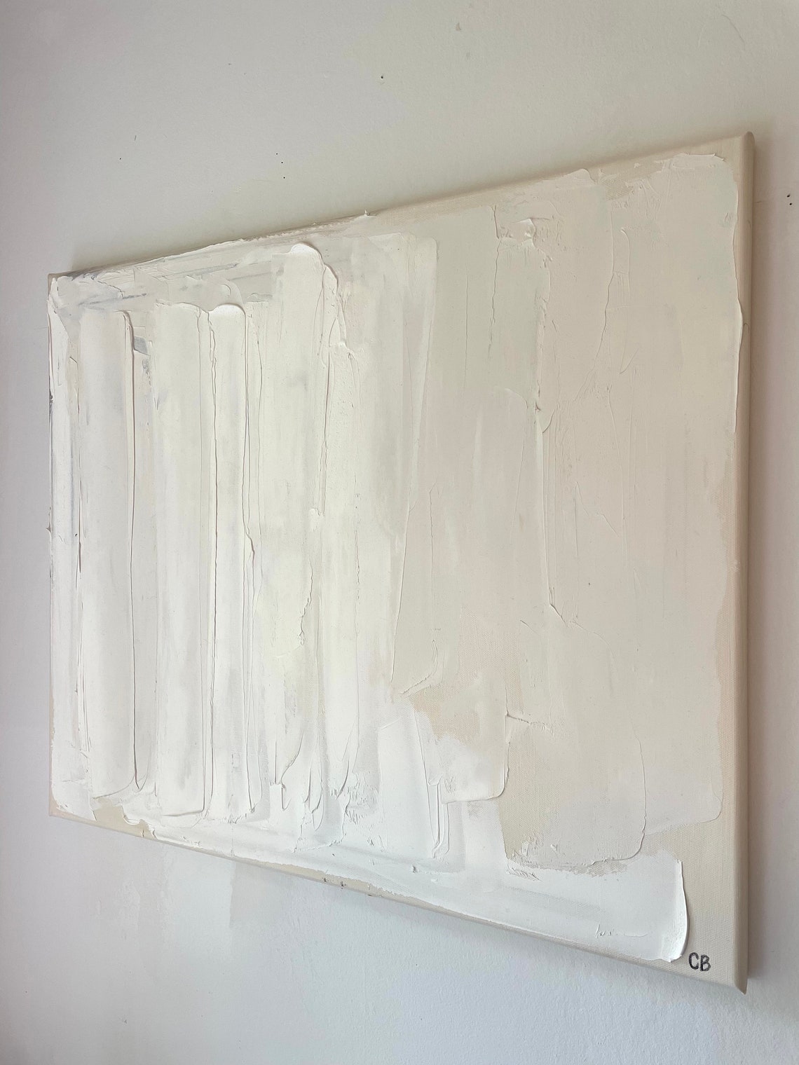 Abstract Art Original Painting White Cream on Canvas Etsy