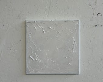 Textured White Abstract Painting: Minimalist Oil & Acrylic Wall Art