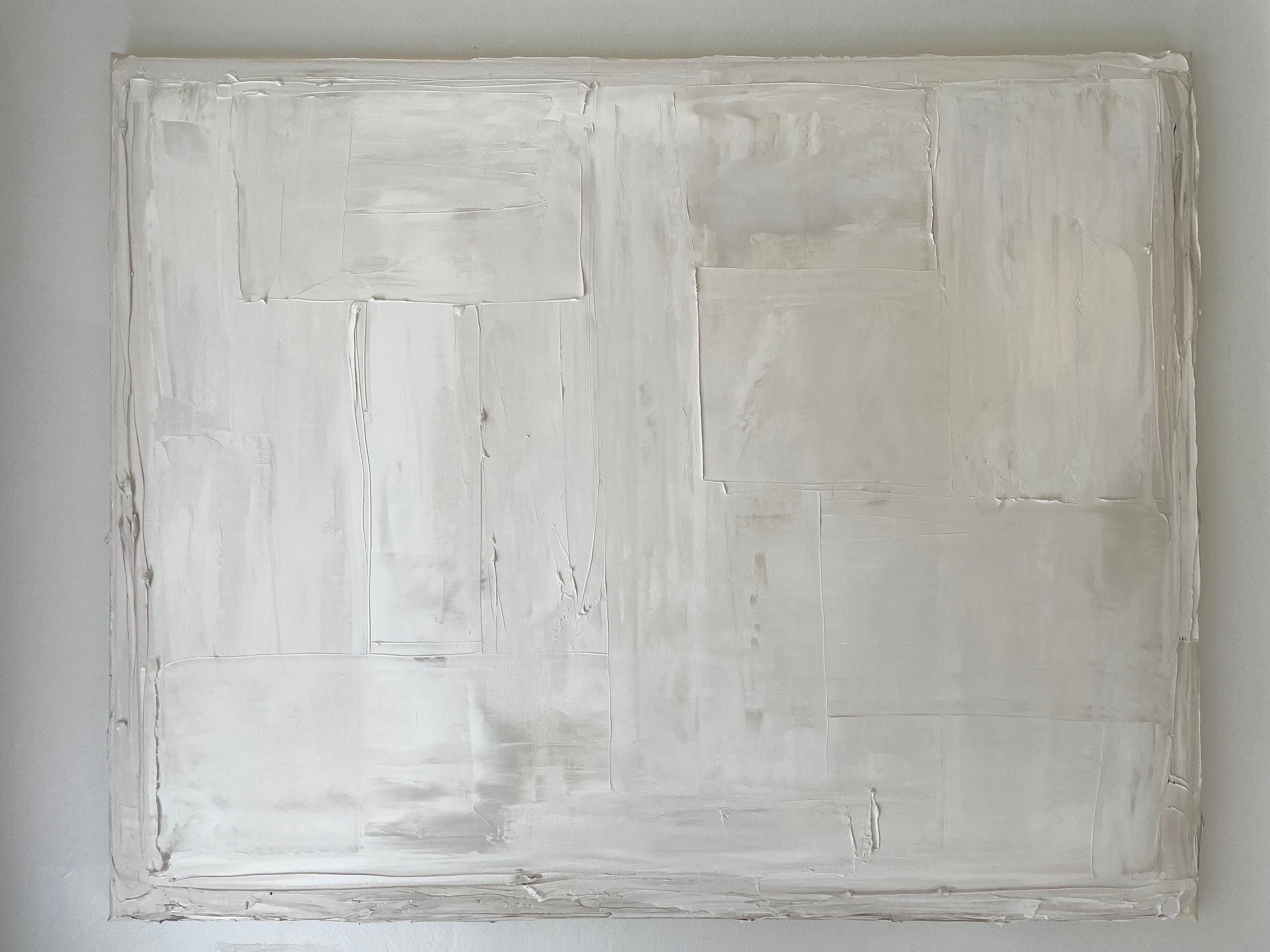 Textured Wall Art: Large Minimalism on Canvas, White, Abstract Original