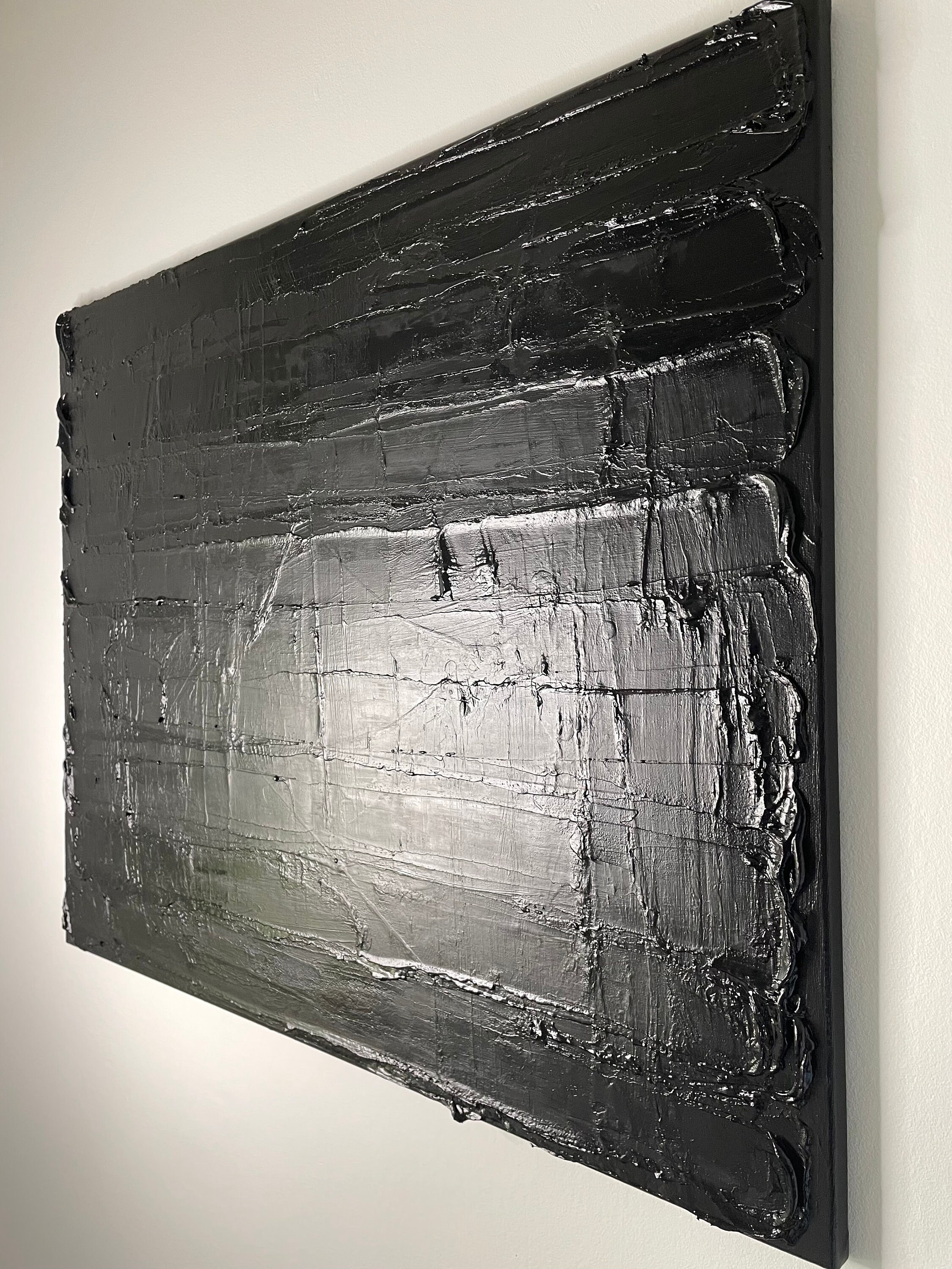 Darwinism Black Textured Wall Art Original Texture Oil Painting on