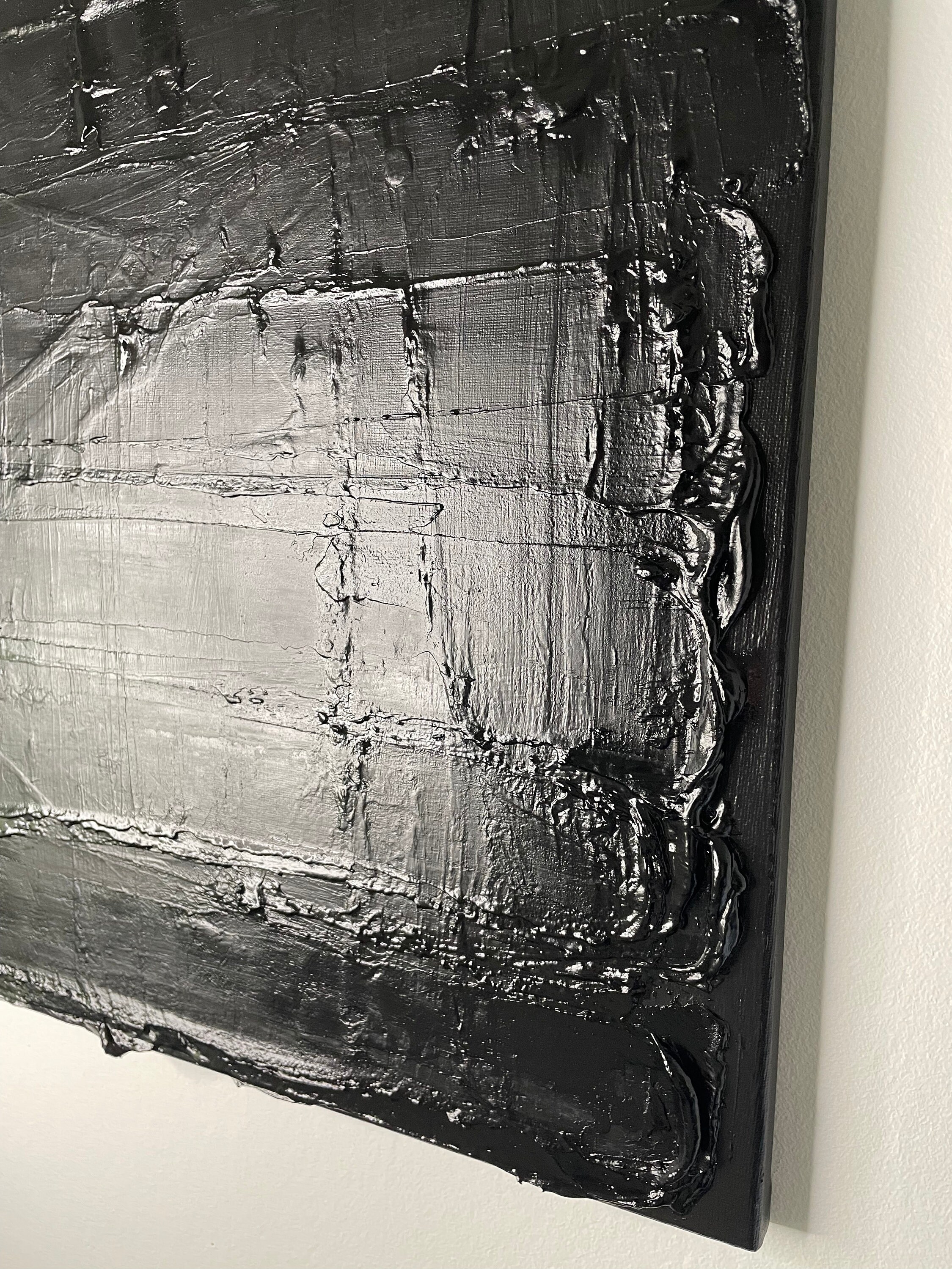 Darwinism Black Textured Wall Art Original Texture Oil Painting on