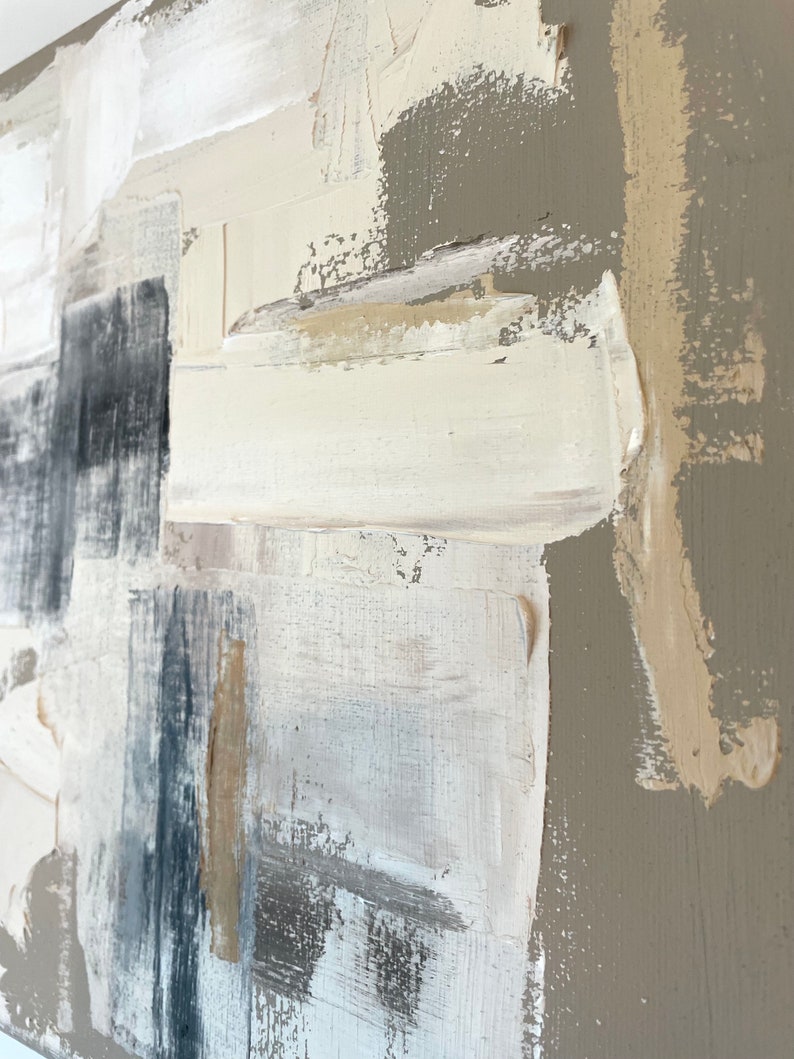 Abstract Original Art Taupe Wall Texture Oil Painting Mini Minimal ...