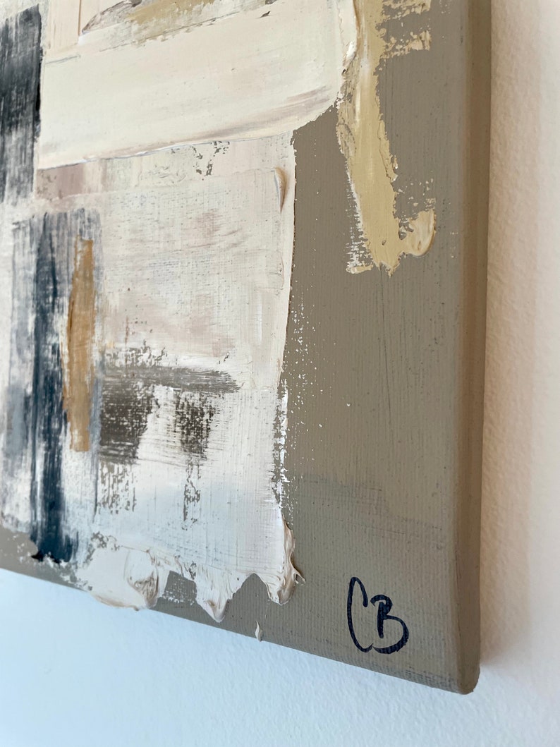 Abstract Original Art Taupe Wall Texture Oil Painting Mini Minimal ...