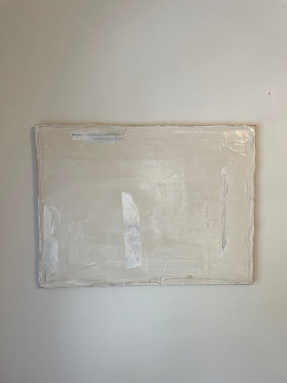 White Textured Abstract Painting: Cream Beige White Textured Art on Canvas, Beige Painting Minimal Artwork