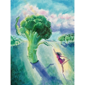 Greeting Card, Broccoli greeting card, blank card, card 5”x7” when folded, delightful gift, card with envelope