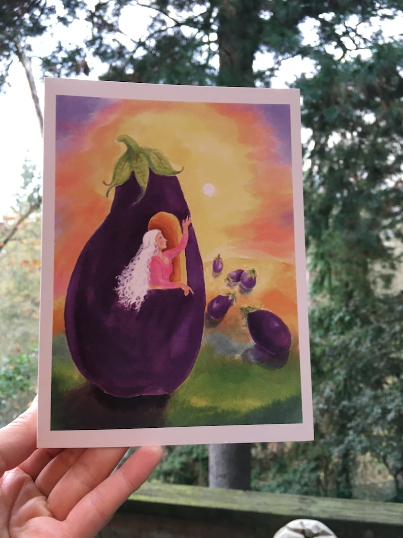 Eggplant Illustration Notecards