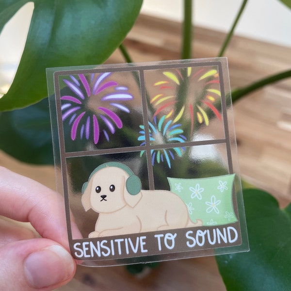 Sensitive to Sound Clear Sticker | Transparent Vinyl Decal Sticker | Autism Dog Sticker | Neurodivergent | Neurodiversity | ADHD