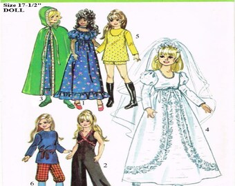 17-1/2" Crissy Grow Hair Doll Clothes Pattern Simplicity 9698 Teen Doll Wardrobe Vintage Sewing Pattern That Will Be Mailed To You