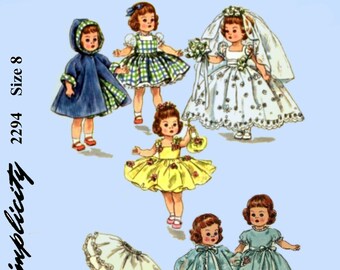 8" Doll Clothes Pattern Simplicity 2294 Ginny, Nancy Ann Storybook Muffie, Madame Alexander-kin PDF Download Printed on A4 Paper