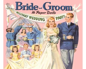 Vintage Paper Dolls Bride and Groom Military Wedding Vintage 1941 Vintage Clip Art Ephemera 16 Dolls WWII Dolls PDF Instant Download