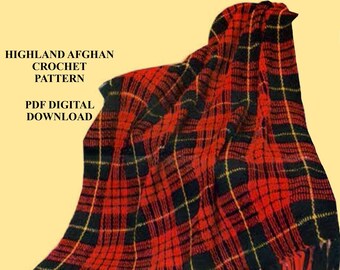 Vintage Highland Crochet Pattern Plaid Tartan Vintage Pattern PDF Digital Download