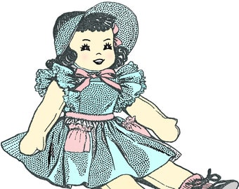 18" Doll Pattern & Doll Clothes Pattern Alice Brooks 715 Vintage Mail Order Pattern Cloth Doll Pattern PDF Instant Download