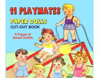 Vintage Paper Dolls 11 Playmates Includes 11 Paper Dolls & 8 Pages of Clothes Vintage Clip Art Ephemera PDF Digital Download