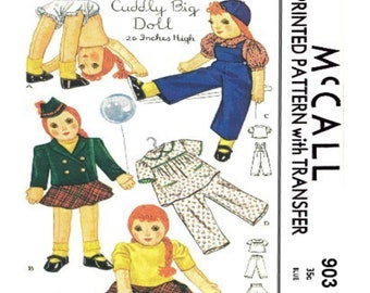 26" Scottish Doll & Doll Clothes Pattern McCall 903 Cloth Doll Vintage Pattern PDF Instant Download Printed on 8-1/2x11" A4 Paper