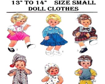 13" - 14" Baby Doll Clothes Pattern Simplicity 8376 Tiny Tears Instant Download