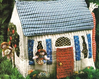 Dollhouse - Quilted Dollhouse and Dolls Vintage Sewing Pattern PDF Digital Download