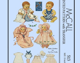 13" Dy Dee Baby Doll Clothes McCall 513 PDF Pattern